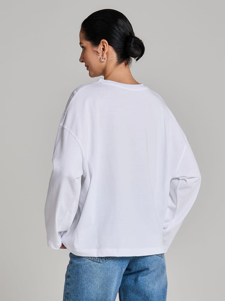 Лонгслив оверсайз хлопковый с надписью