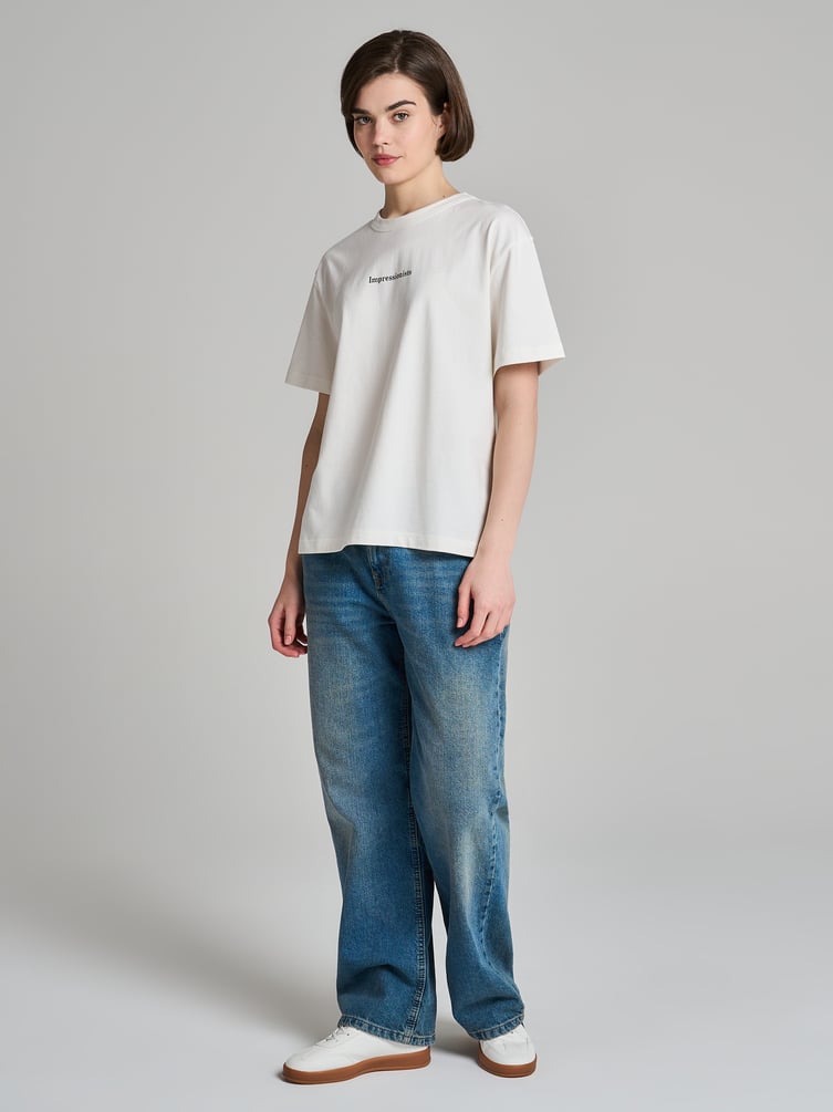 Футболка из хлопка с принтом на спине