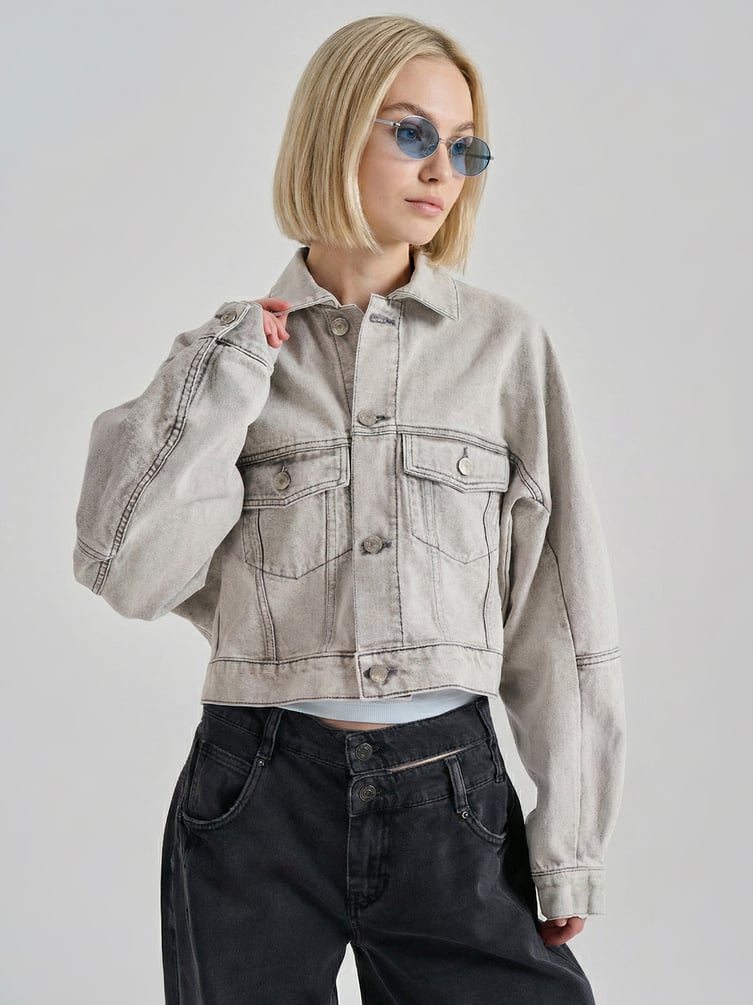 Куртка джинсовая оверсайз укороченная