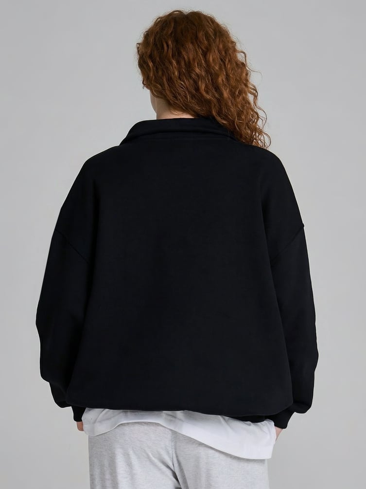 Теплая толстовка оверсайз с полузамком и начесом