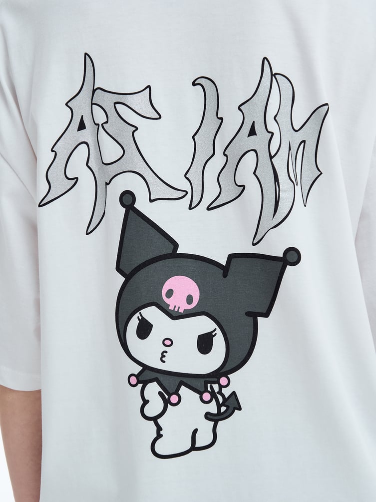 Футболка с принтом Kuromi в стиле дрейн