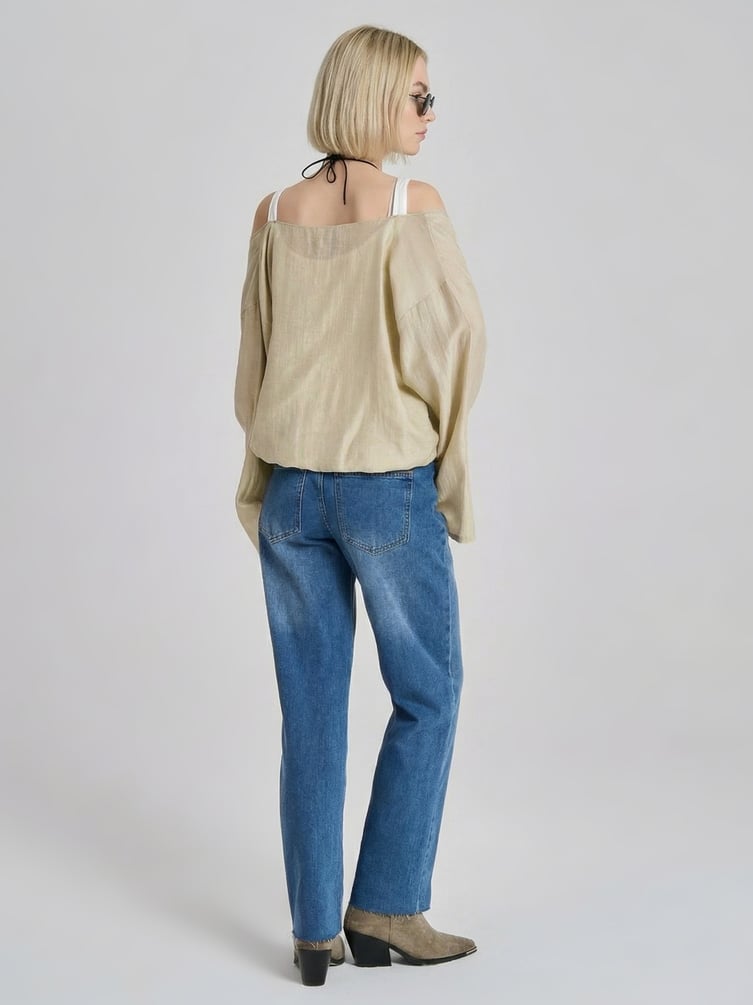 Джинсы прямые с необработанными краями