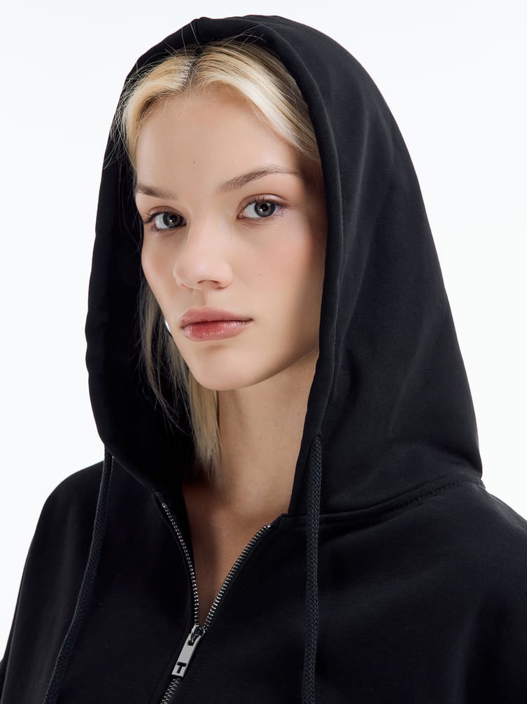 Zip hoodie с принтом стразами на спине
