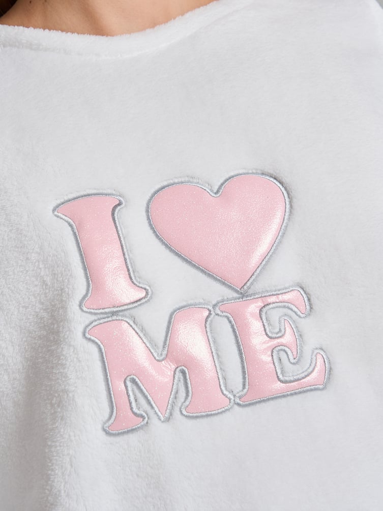 Пижама плюшевая с надписью и брюками