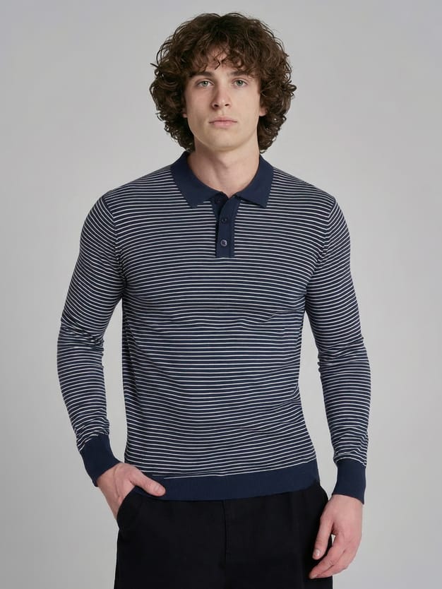 Джемпер поло в полоску