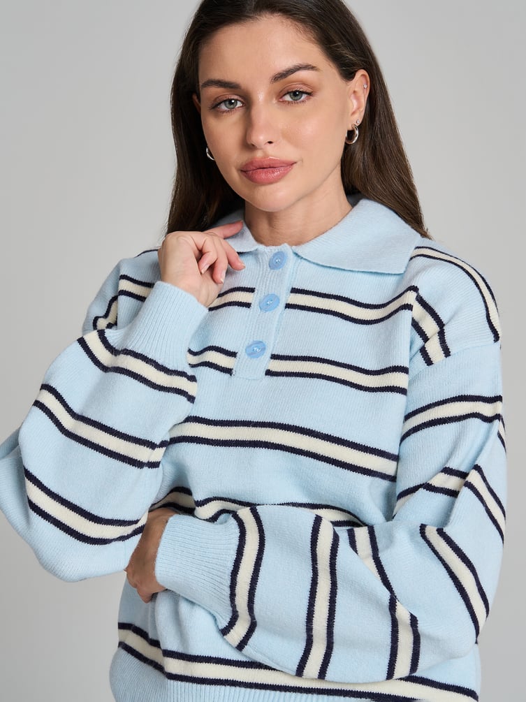 Свитер-поло в полоску