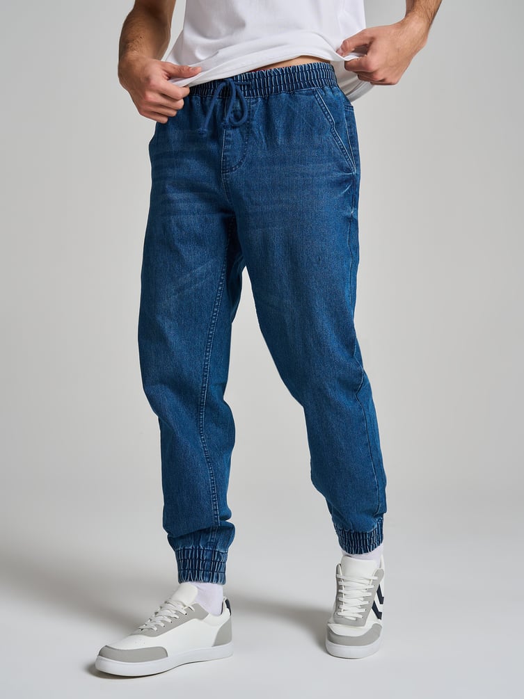 Джинсы джоггеры на резинке