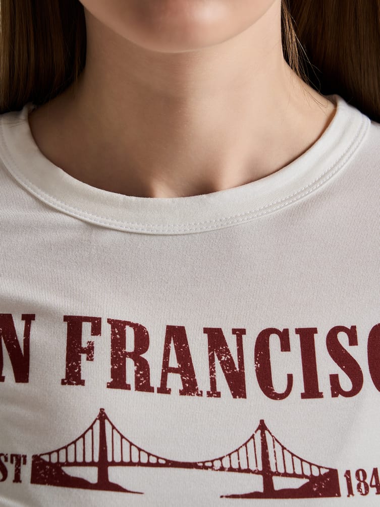 Лонгслив приталенный с принтом San Francisco