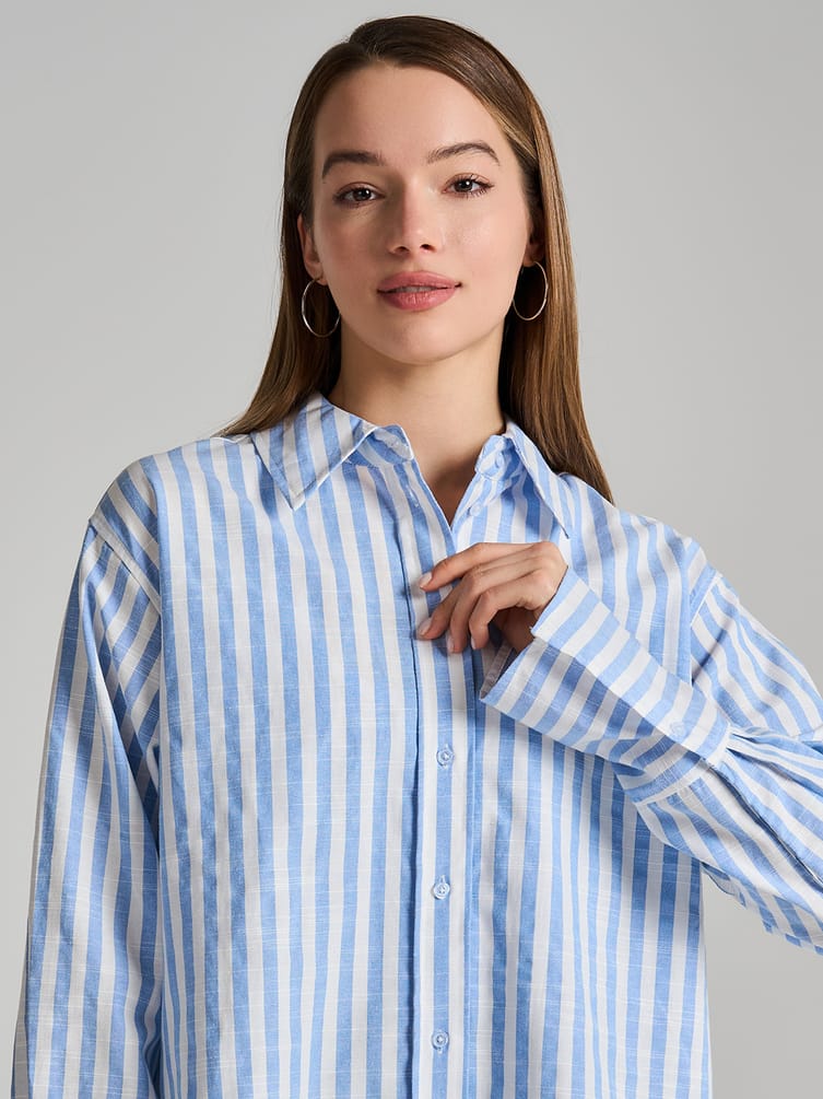 Плотная классическая рубашка в полоску