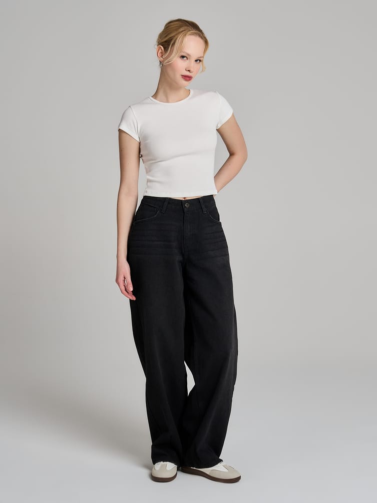 Джинсы Balloon зауженные с вареным эффектом