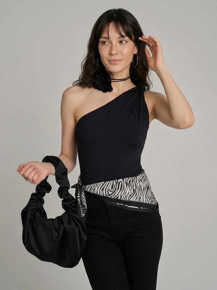 Боди нарядное с лямкой на одно плечо