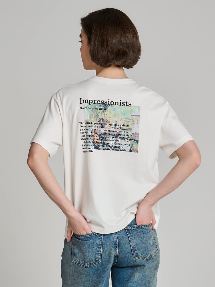 Футболка из хлопка с принтом на спине