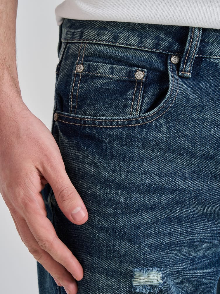 Джинсы прямые укороченные с разрезами