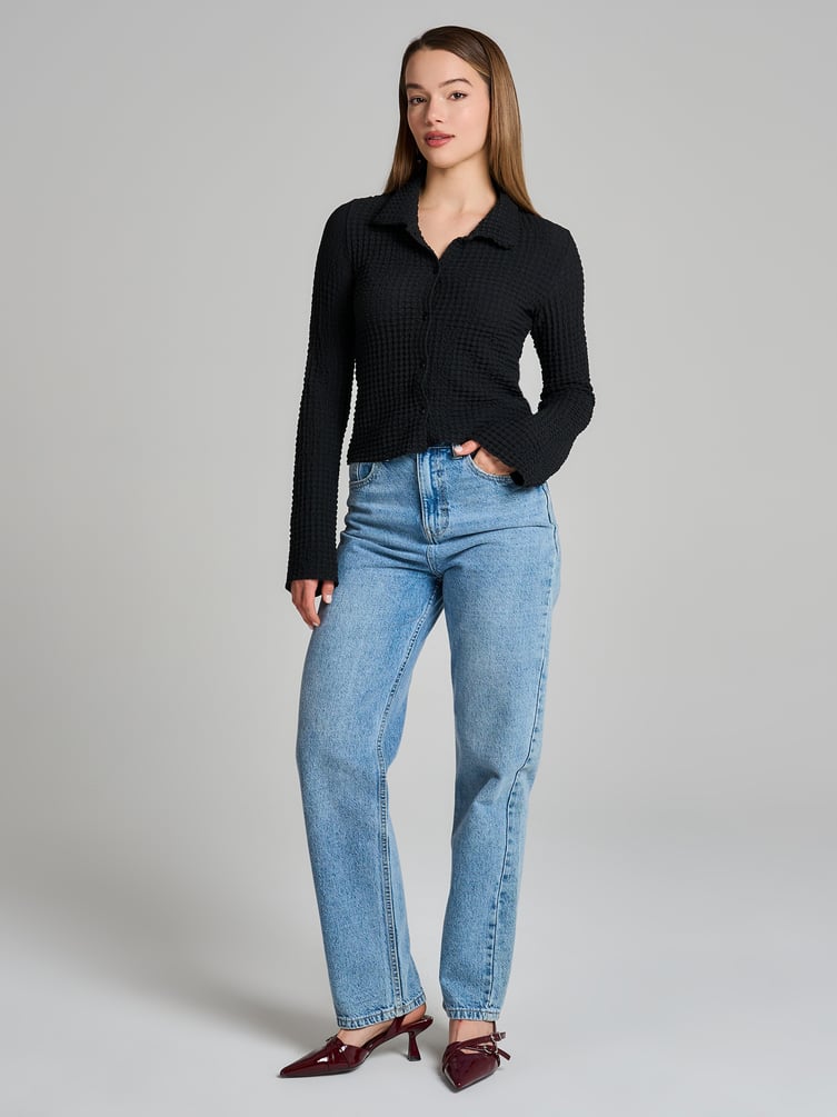 Кофта на пуговицах из жатой ткани