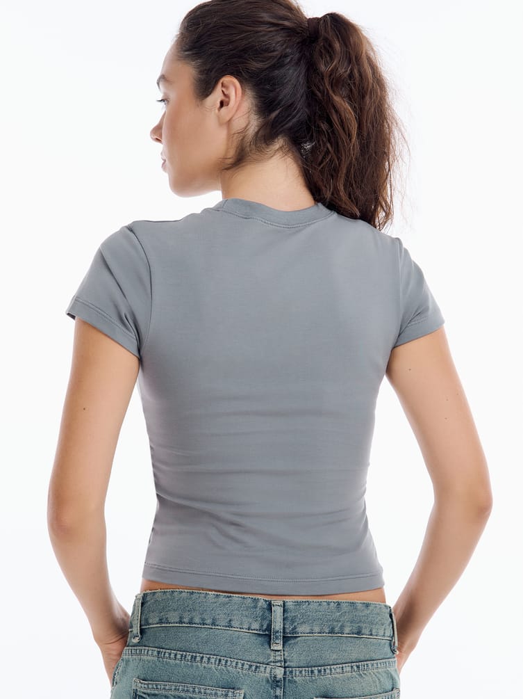 Облегающая футболка с принтом фотоаппарата