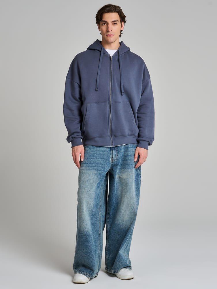 Зип худи оверсайз с начесом на молнии