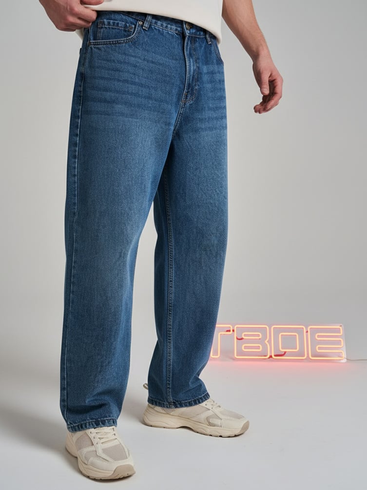 Джинсы багги широкие