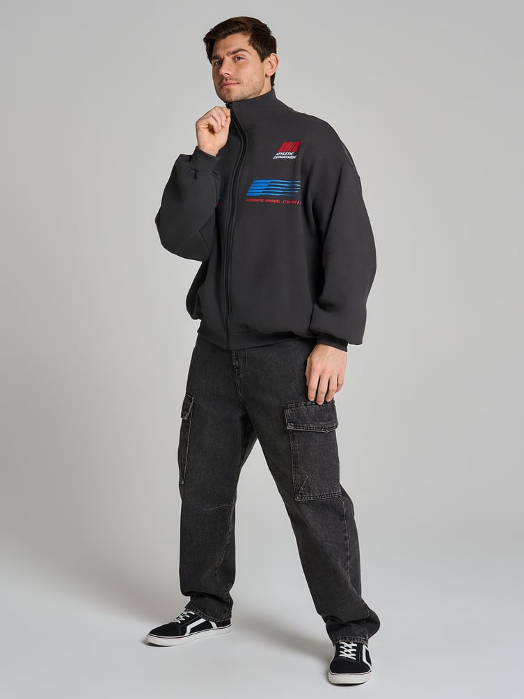 Утепленная толстовка оверсайз с высоким горлом