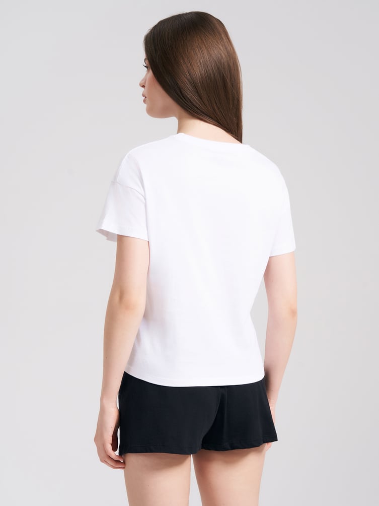 Пижама из хлопка с принтом и шортами