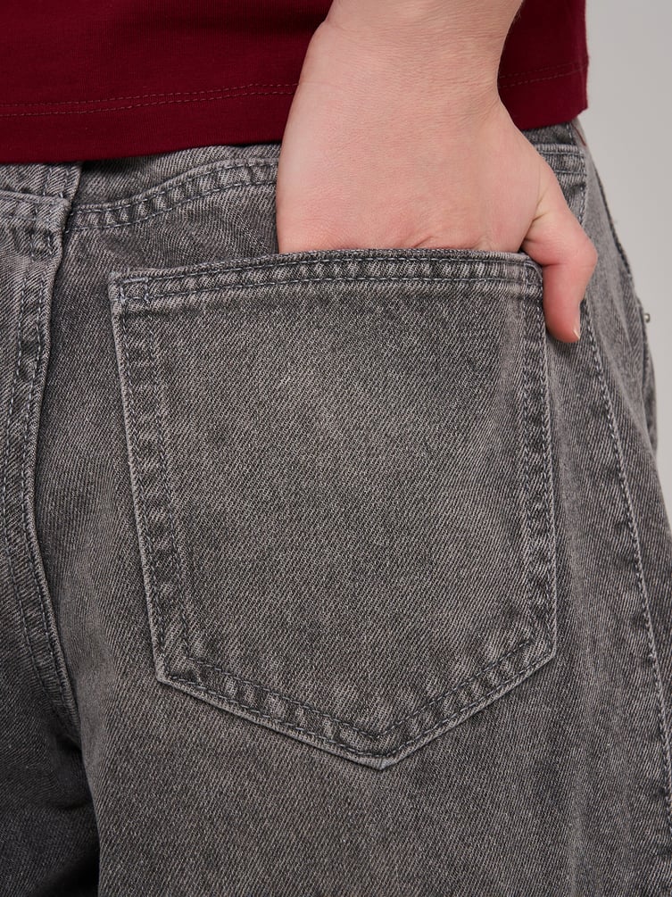 Джинсы широкие с завышенной талией