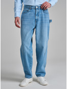 Джинсы багги зауженные с декоративной петлей