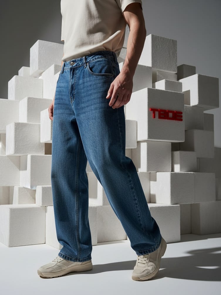 Джинсы багги широкие