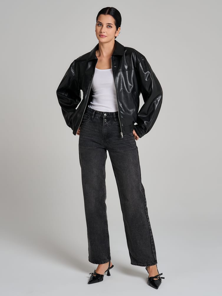 Куртка кожаная бомбер