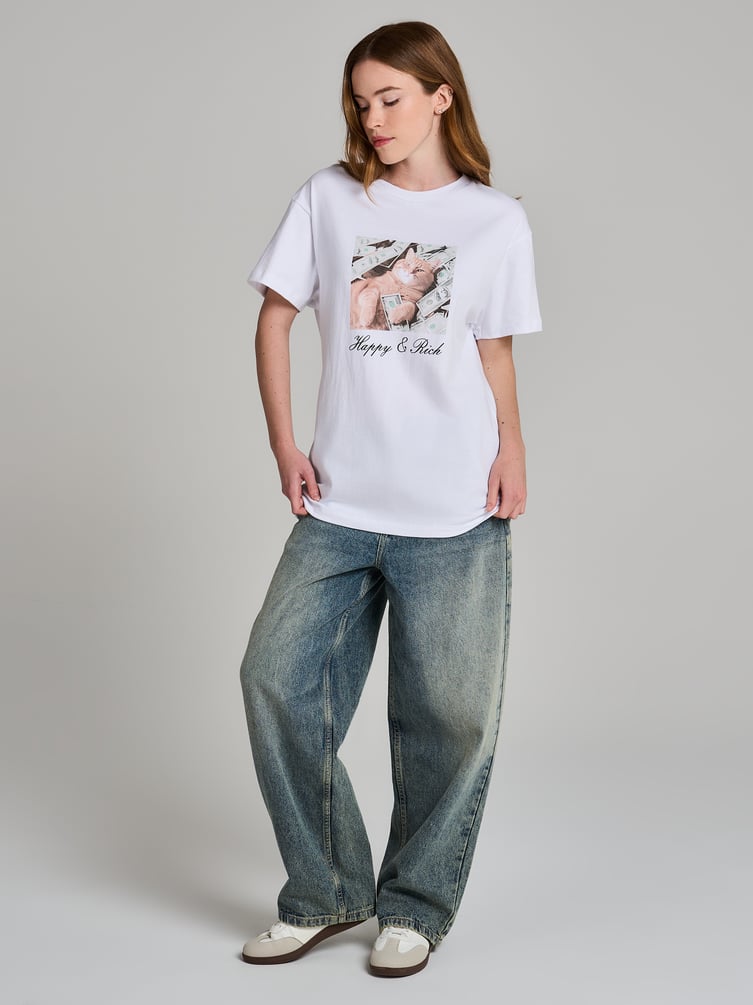 Футболка оверсайз с принтом кота