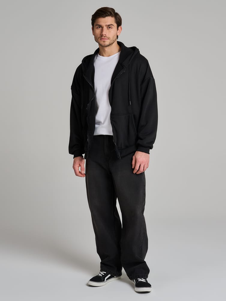 Зип худи оверсайз с флисовой подкладкой