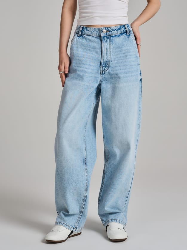 Джинсы багги с вареным эффектом