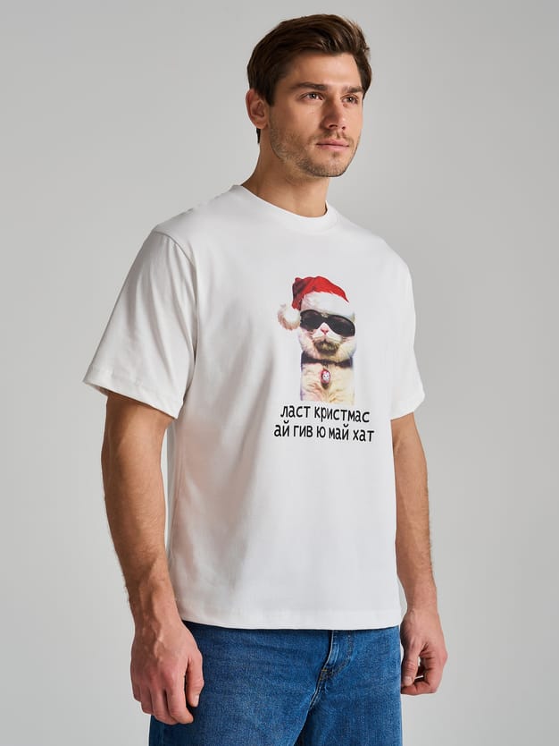 Футболка из хлопка с новогодним принтом