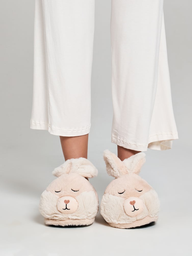 Плюшевые тапки игрушки в виде зайчиков