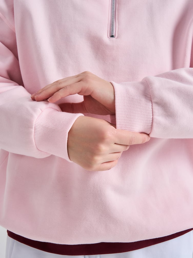 Теплая толстовка оверсайз с полузамком и начесом