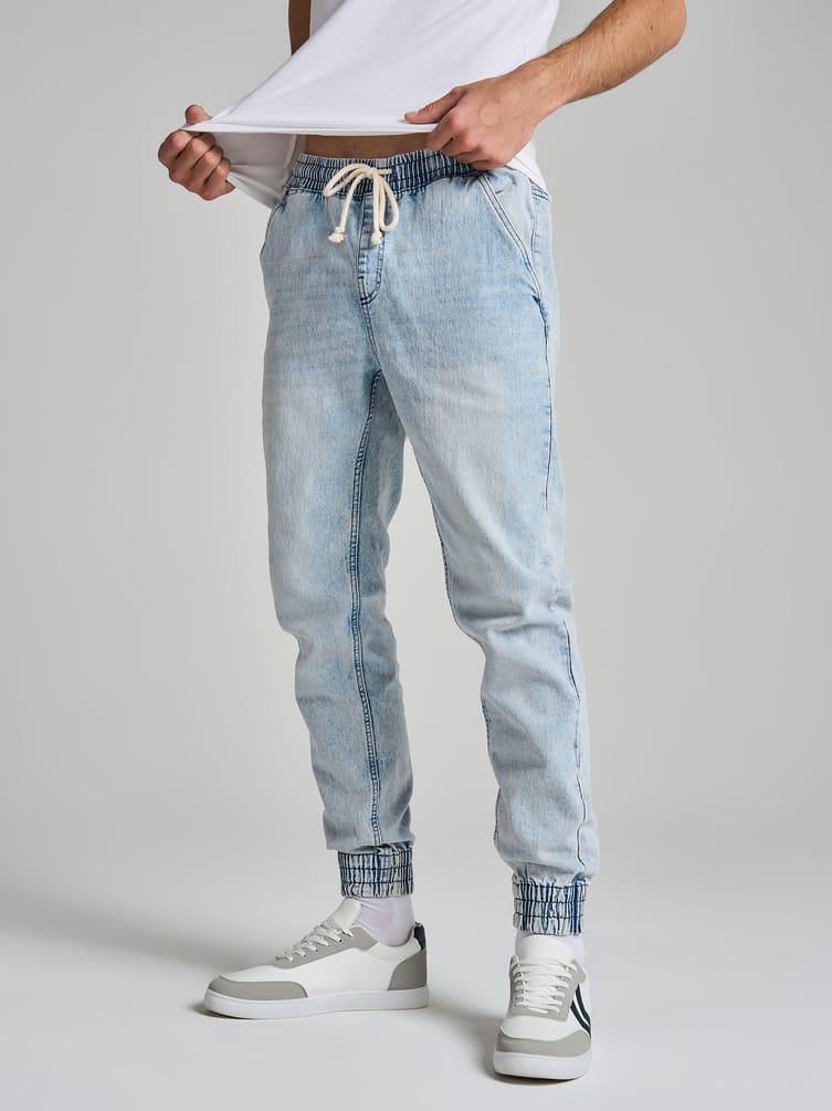 Джинсы джоггеры на резинке