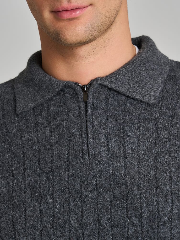 Свитер-поло вязаный с полузамком молния