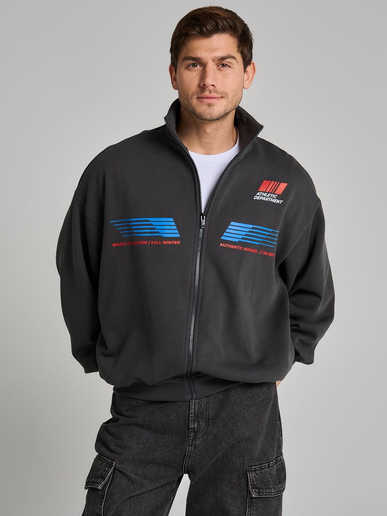 Утепленная толстовка оверсайз с высоким горлом