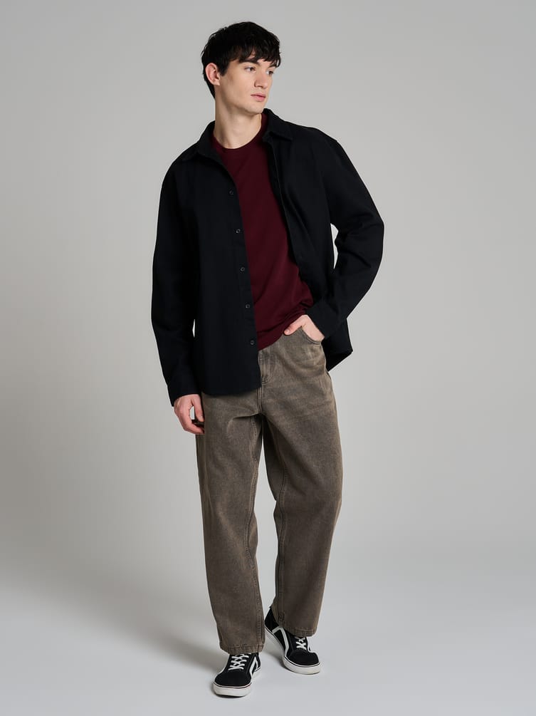 Джинсы багги широкие с вареный эффектом