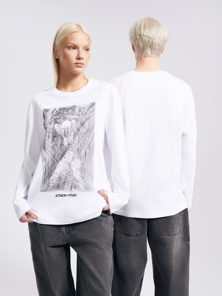 Лонгслив с принтом аниме Атака Титанов