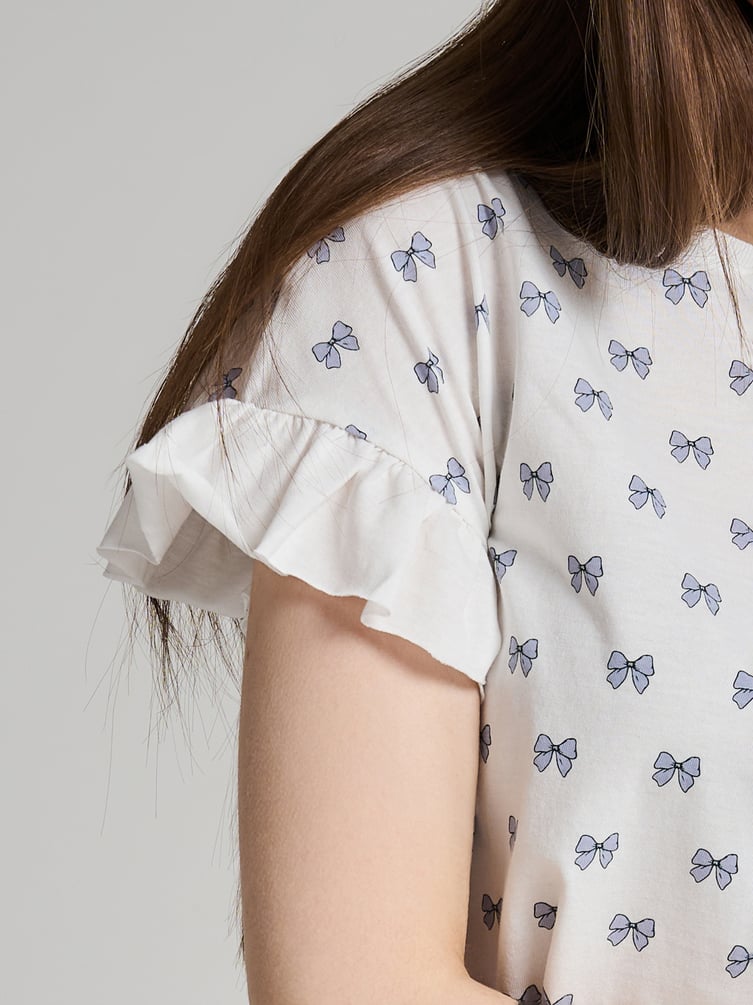 Пижама с рюшами и принтом бантиков