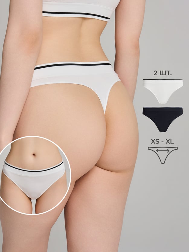Трусы-стринги - 2 шт. с широкой резинкой