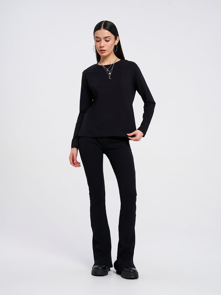 Хлопковый базовый лонгслив с длинным рукавом