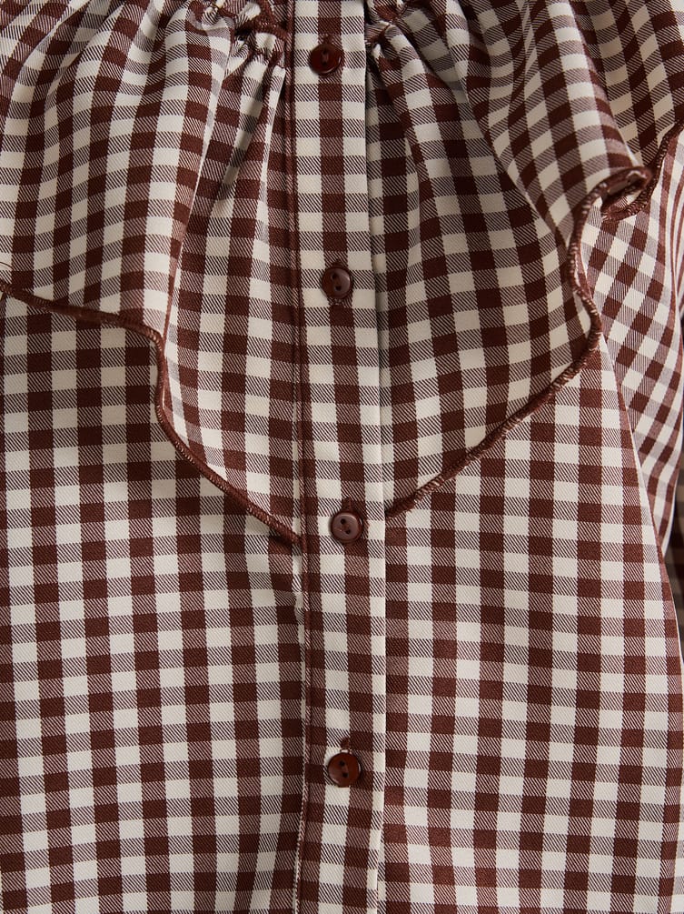 Блузка клетчатая с воланами