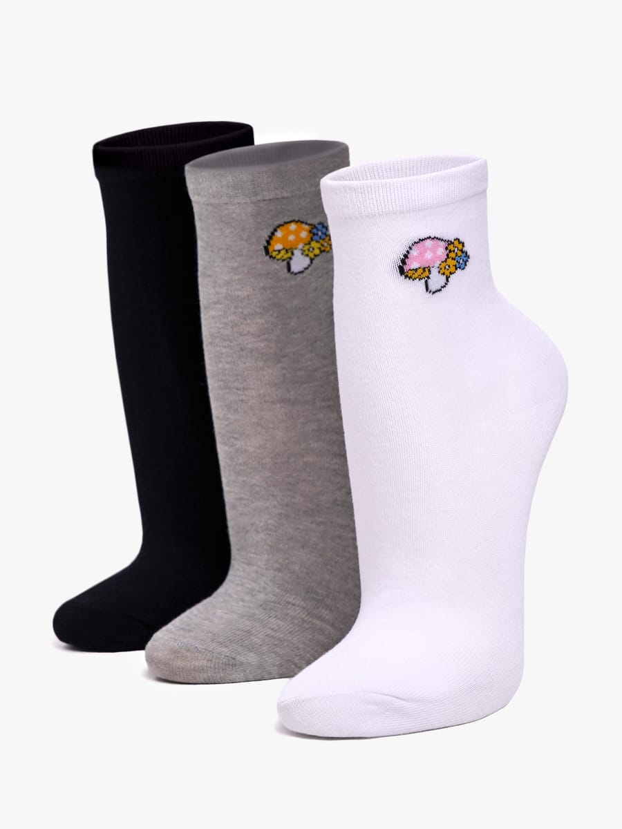 Набор носков с принтом грибов - 3 пары