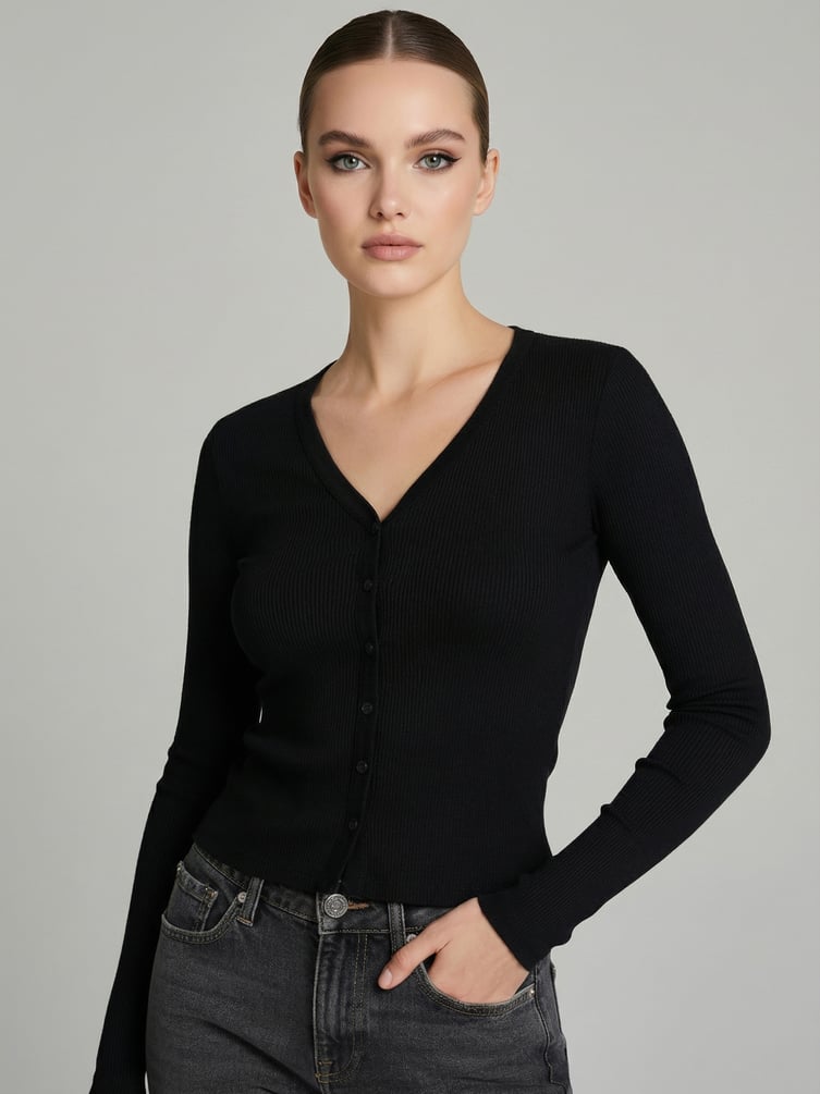 Кардиган облегающий на пуговицах