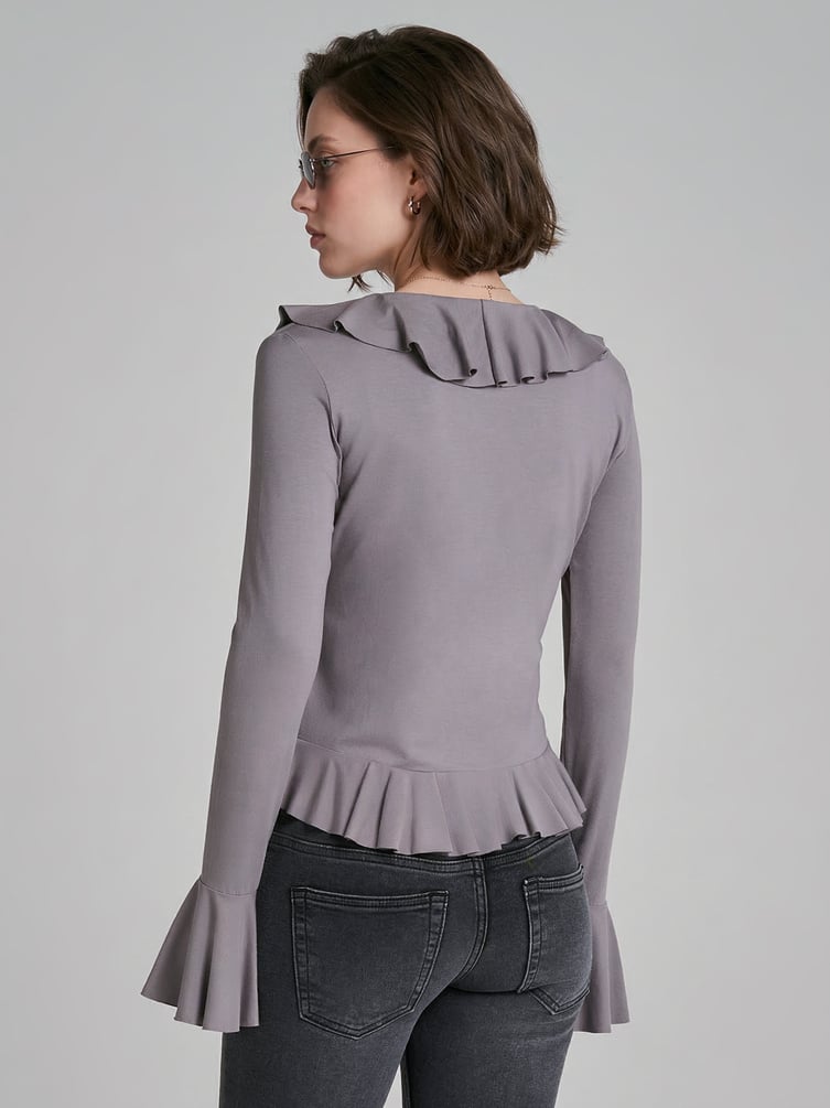 Кардиган на завязках с рюшами