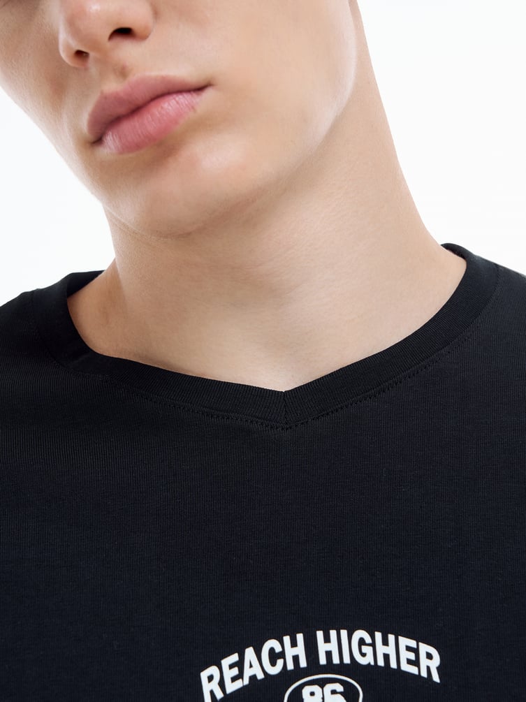 Хлопковая футболка с надписью Reach Higher