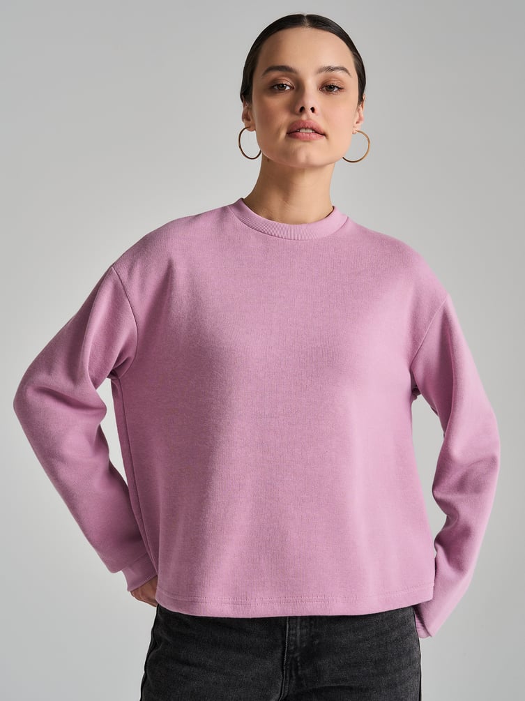 Трикотажный свитшот в рубчик