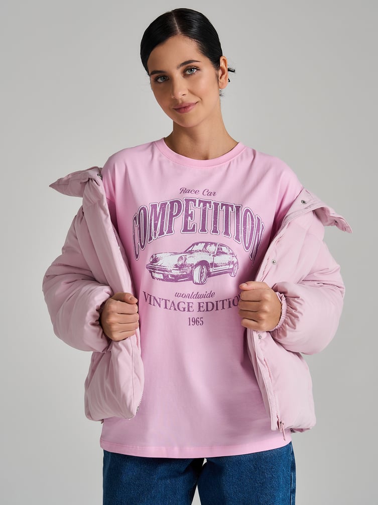 Футболка оверсайз с принтом ретро автомобиля