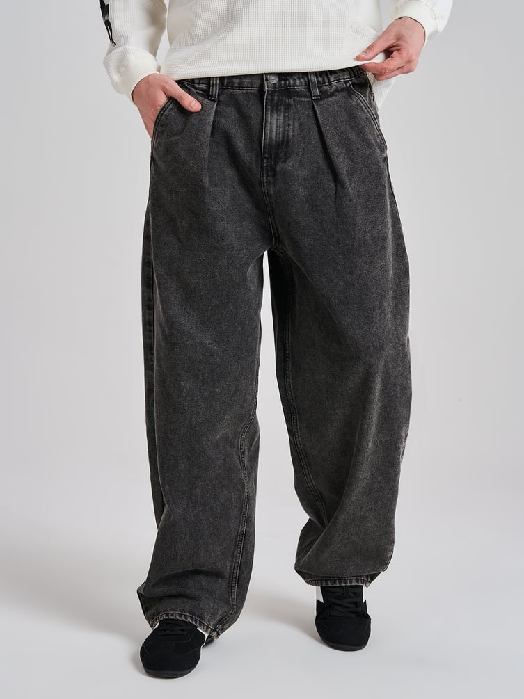 Джинсы широкие на резинке