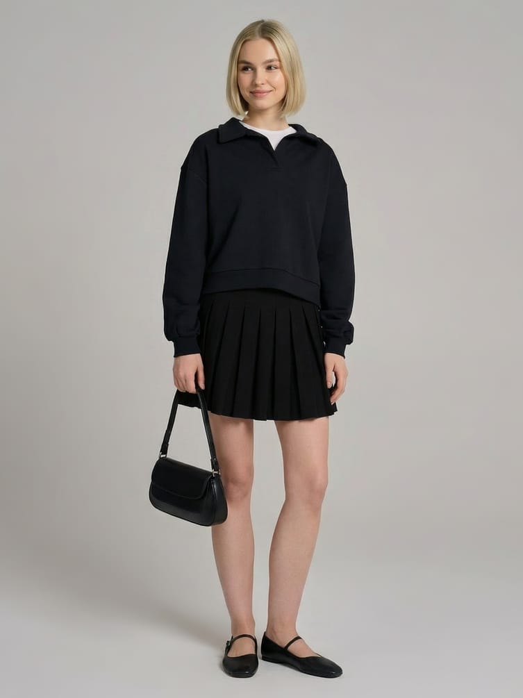 Свитшот без начеса с воротничном